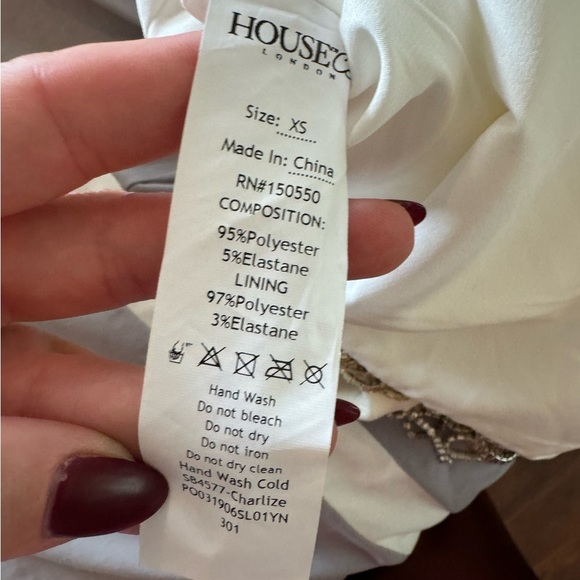 HOUSE OF CB Charlize White Crystal Fringe Mini Dress XS Bridal Holiday - Picture 13 of 13